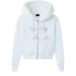 GV Gallery Pom Pom Zip Up Hoodie White