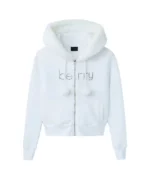 GV Gallery Pom Pom Zip Up Hoodie White